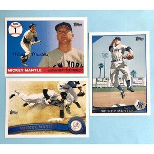 3-Topps Cards New York Yankees, MICKEY MANTLE 2006 #MHR1- 2009,& 2011 Card #7